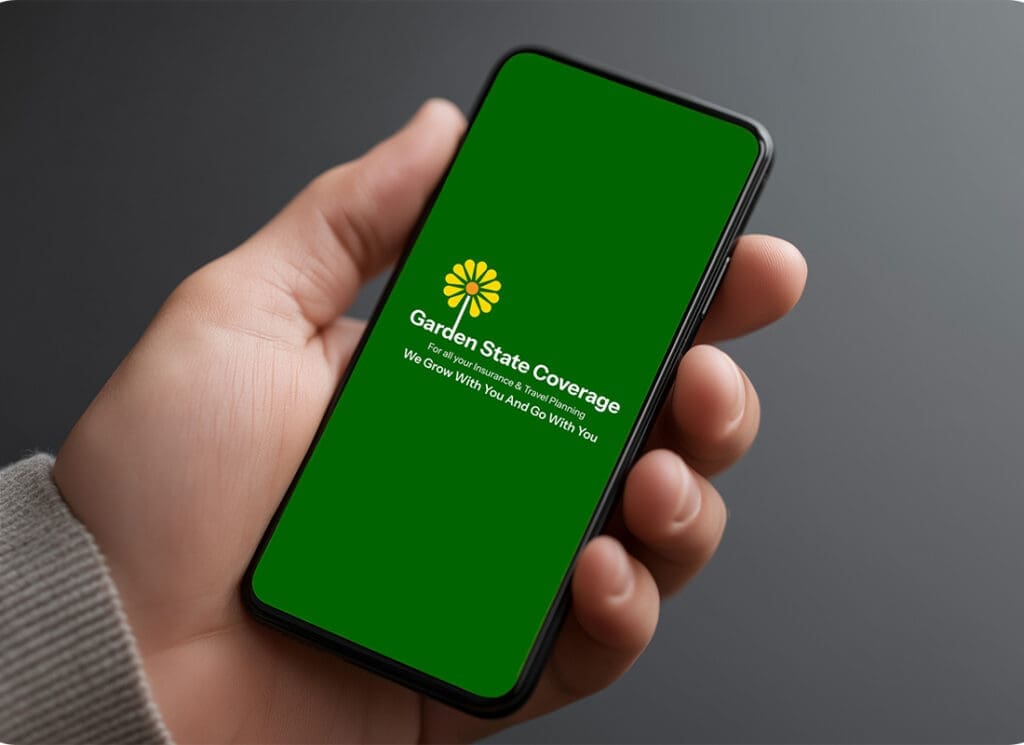 Service Center - Garden State Coverage Logo on a Phone